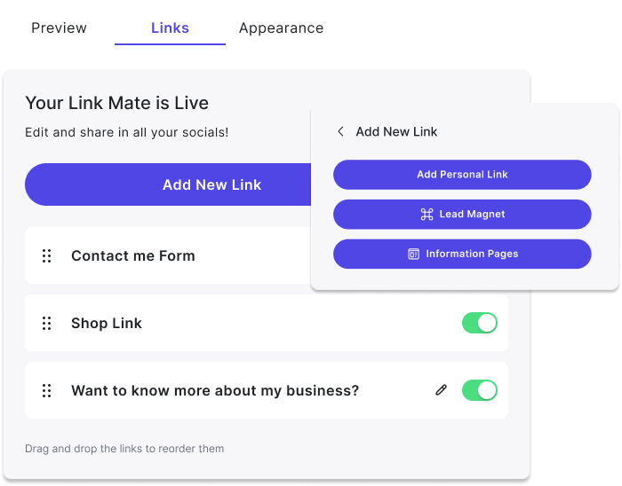 Step 2: Add & Edit Links