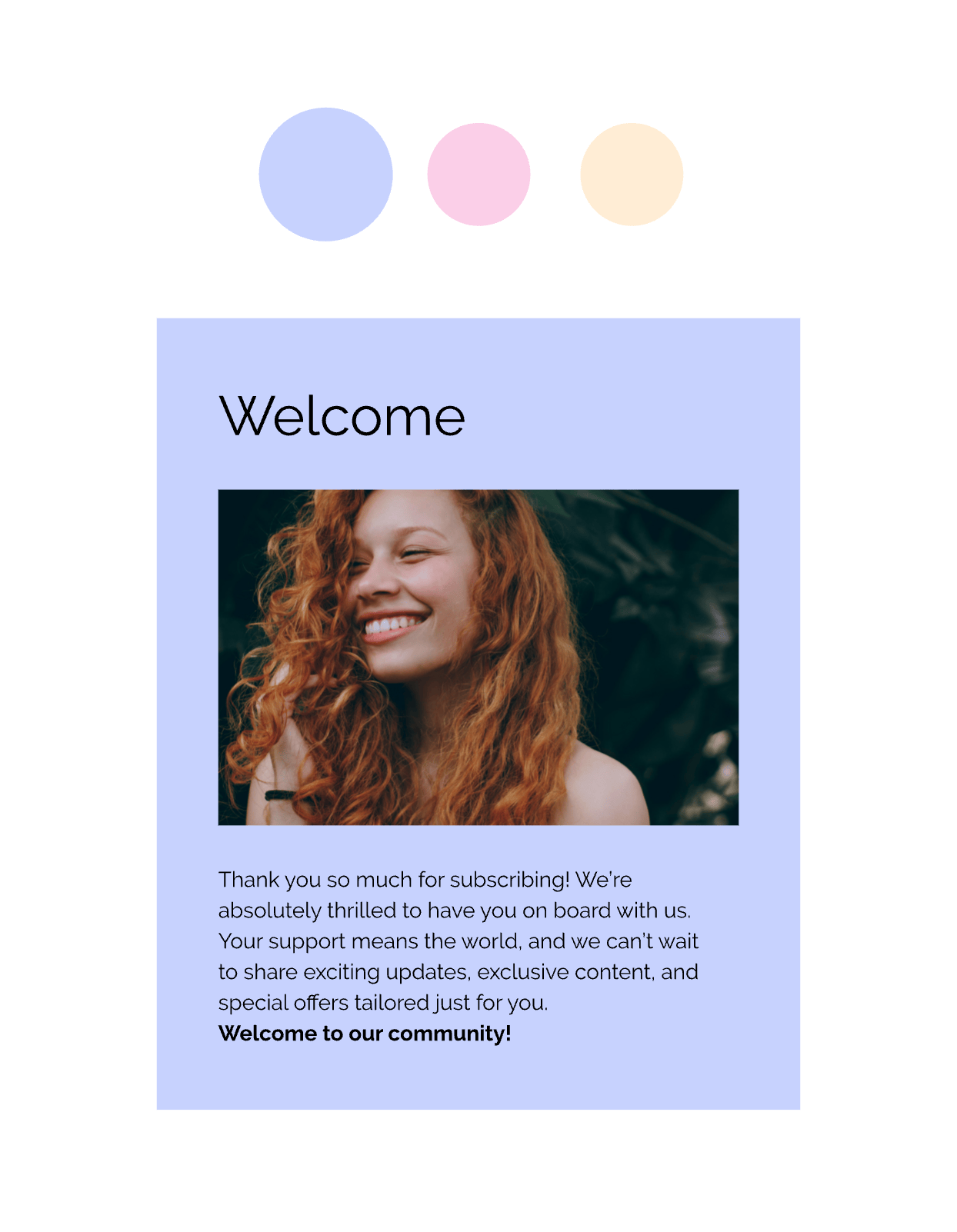 Email broadcast in a Flodesk alternative for network marketers, showing a welcome email with photo and thank-you message
